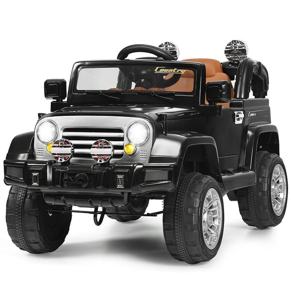 12 V Kids Ride on Truck with MP3 LED Lights Black Black Bed
